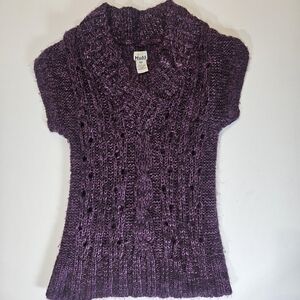 Vintage Y2K Mudd Sweater Womens XS Purple Sleeveless Chunky Knit Comfy Retro